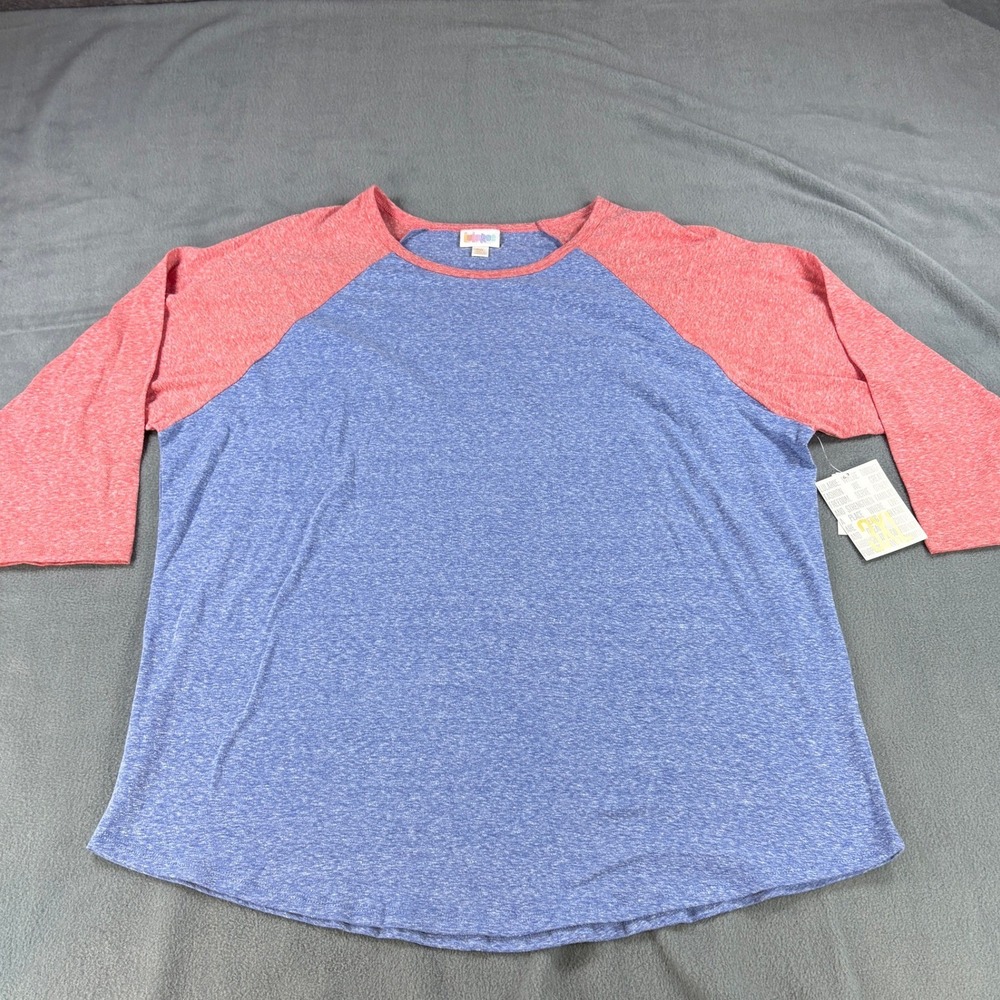 LuLaRoe Randy Baseball Tee 3XL Blue Red Heathered Raglan 3/4 Sleeve‎ Shirt NEW